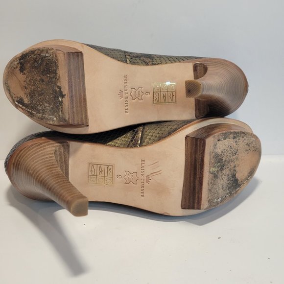ELAINE TURNER  Size 9 Snakeskin Platform Stiletto 5" Heel Round Closed Toe - Picture 9 of 10